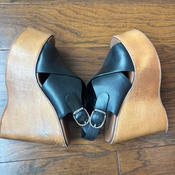 Jeffrey Campbell Fiddle Platform Wedge Heels Sz 6 Black Slingback - Picture 13 of 14